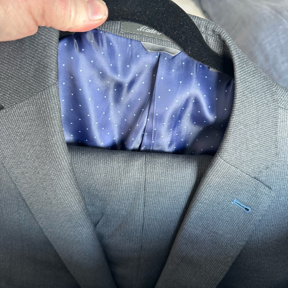 Gray Suit with Classic Lapel and Textured Finish